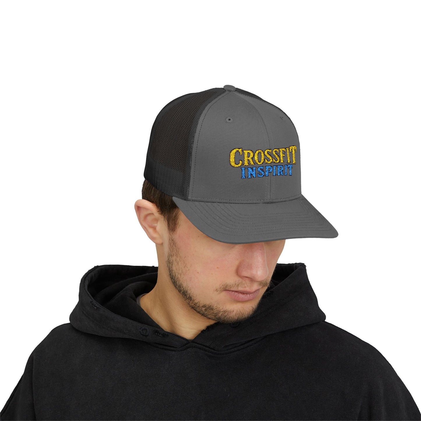 CrossFit Inspired Snapback Trucker Cap, Gym Cap, Sports Hat, Fitness Gift, Activewear Accessories, Workout Apparel
