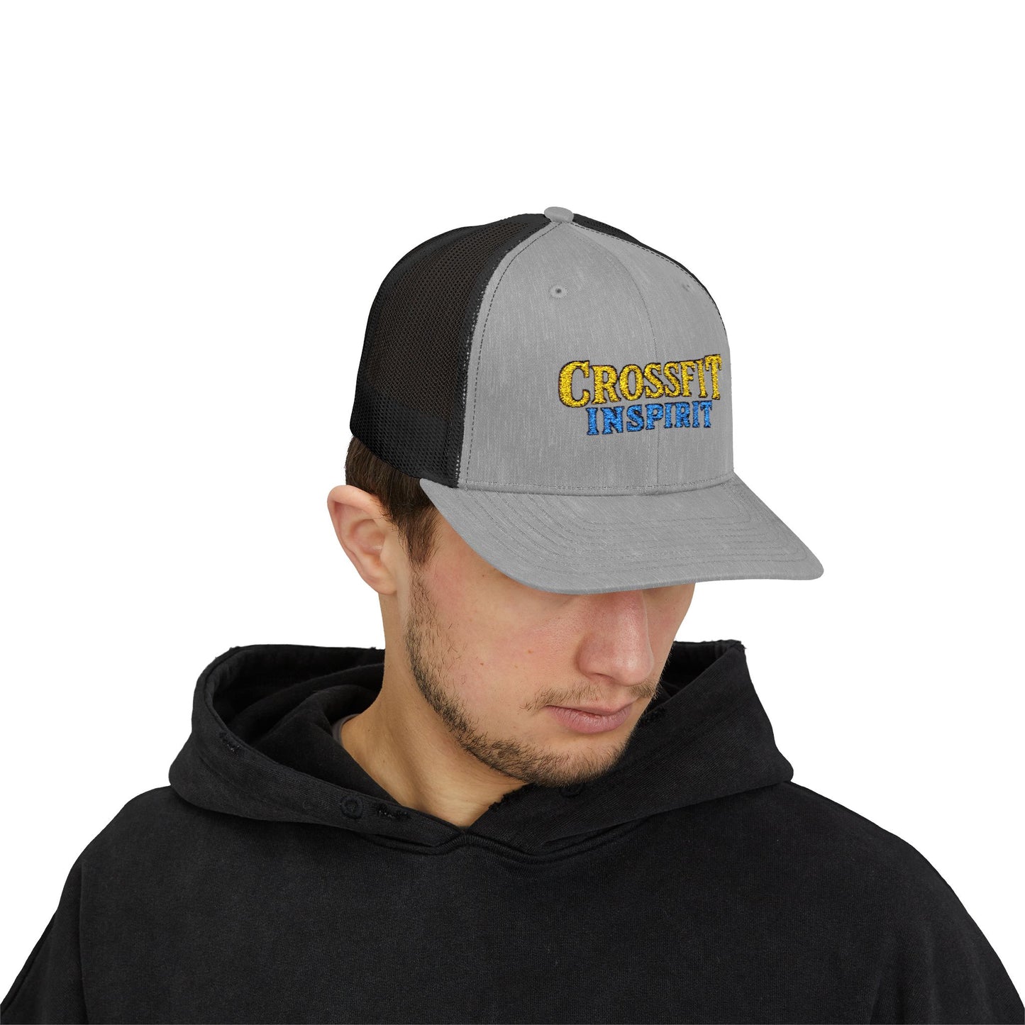CrossFit Inspired Snapback Trucker Cap, Gym Cap, Sports Hat, Fitness Gift, Activewear Accessories, Workout Apparel